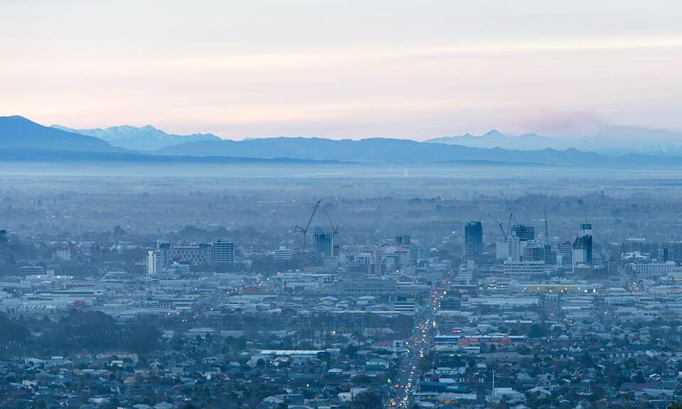 Aerial view of Christchurch city